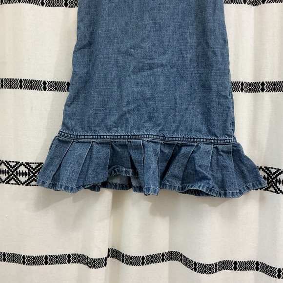 Vintage Ralph Lauren Girls Denim Dress Size 5 Sleeveless Ruffle Y2K 100% Cotton - Picture 2 of 6